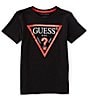 Color:Black - Image 1 - Big Boys 8-18 Short Sleeve Guess Triangle Graphic T-Shirt