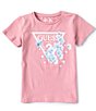 Color:Open Pink - Image 1 - Big Girl's 7-16 Short Sleeve Stretch Jersey Glitter Screen Print T-Shirt