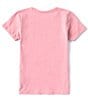 Color:Open Pink - Image 2 - Big Girl's 7-16 Short Sleeve Stretch Jersey Glitter Screen Print T-Shirt