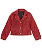 Color:Red Multi - Image 1 - Big Girls 7-16 Long Sleeve Boucle Blazer