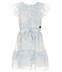 Color:Blue - Image 1 - Big Girls 7-16 Short Flutter Sleeve Chiffon Printed Dress