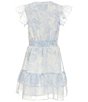 Color:Blue - Image 2 - Big Girls 7-16 Short Flutter Sleeve Chiffon Printed Dress