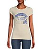 Color:Muted Stone - Image 1 - In Love Lip Graphic Crew Neck Short Sleeve Fitted T-Shirt