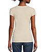 Color:Muted Stone - Image 2 - In Love Lip Graphic Crew Neck Short Sleeve Fitted T-Shirt