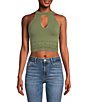 Color:Lichen Leaf Green - Image 1 - Lila Lace Seamless Front Cut-Out Cropped Tank Top