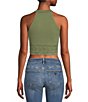 Color:Lichen Leaf Green - Image 2 - Lila Lace Seamless Front Cut-Out Cropped Tank Top
