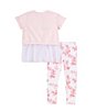 Color:Medium Pink/Red - Image 2 - Little Girl's 2T-7 Short Sleeve Graphic Tutu Top & Printed Legging Set