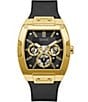 Color:Black - Image 1 - Men's Black And Gold-Tone Square Multifunction Watch