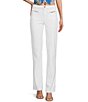 Color:Pure White Multi - Image 1 - Mid Rise Relaxed Straight G Charm Pants