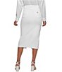 Color:Pure White - Image 2 - Mila High Rise Front Slit Midi Skirt