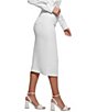 Color:Pure White - Image 3 - Mila High Rise Front Slit Midi Skirt