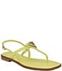 Color:Yellow - Image 1 - Rainey Logo Embellish Patent Flat Thong Sandals