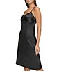 Color:Black - Image 4 - Spaghetti Strap Twisted Front Lace Underlay Slip Dress