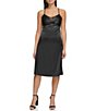 Color:Black - Image 1 - Spaghetti Strap Twisted Front Lace Underlay Slip Dress