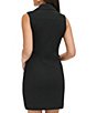 Color:Black - Image 2 - Stretch Notch Collar Sleeveless Front Zip Moto Mini Dress