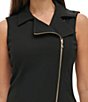 Color:Black - Image 5 - Stretch Notch Collar Sleeveless Front Zip Moto Mini Dress