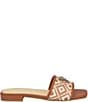 Color:Medium Brown/White - Image 2 - Tamsen Logo Embellish Raffia Slides