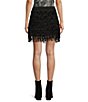 Color:Jet Black - Image 2 - Yuzi Mid Rise Layered Fringe Skirt