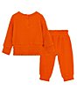 Color:Rust - Image 2 - Baby Girls 12-24 Months Long-Sleeve Smocked-Hem Tee & Matching Jogger Pant Set