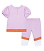 Color:Multi - Image 2 - Baby Girls 12-24 Months Puffed-Sleeve Color Block Top & Matching Leggings Set