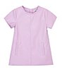 Color:Lavender - Image 1 - Baby Girls 12-24 Months Short Sleeve Faux-Leather Shift Dress