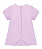 Color:Lavender - Image 2 - Baby Girls 12-24 Months Short Sleeve Faux-Leather Shift Dress