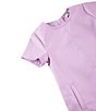 Color:Lavender - Image 3 - Baby Girls 12-24 Months Short Sleeve Faux-Leather Shift Dress
