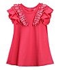 Color:Pink - Image 1 - Baby Girls 12-24 Months Tiered Flutter Sleeve Trapeze Knit Dress