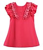 Color:Pink - Image 2 - Baby Girls 12-24 Months Tiered Flutter Sleeve Trapeze Knit Dress