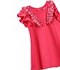 Color:Pink - Image 3 - Baby Girls 12-24 Months Tiered Flutter Sleeve Trapeze Knit Dress