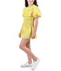 Color:Yellow - Image 3 - Big Girls 7-16 Puffed Sleeve Romper