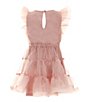 Color:Dark Pink - Image 2 - Little Girls 2T-6 Flutter Sleeve Organza Dress
