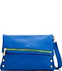 Color:Avenue Blue/Brushed Gold - Image 1 - Green Zipper VIP Large Crossbody Bag
