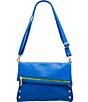 Color:Avenue Blue/Brushed Gold - Image 4 - Green Zipper VIP Large Crossbody Bag