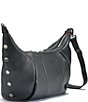 Color:Black/Gunmetal - Image 2 - Morgan Leather Gunmetal Hardware Shoulder Crossbody Bag