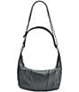 Color:Black/Gunmetal - Image 4 - Morgan Leather Gunmetal Hardware Shoulder Crossbody Bag