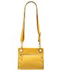 Color:Sacha Yellow/Brushed Gold - Image 4 - Tony Gold Tone Grommet Studded Leather Crossbody Bag