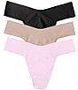 Color:Taupe/Black/Bliss Pink - Image 1 - BreatheSoft Natural Rise Thong 3-Pack