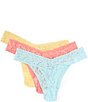 Color:Buttercup/Celeste Blue/Ballet Pink - Image 2 - Original Rise Solid Lace Thongs 3-Pack