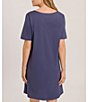 Color:Nightshade - Image 2 - Deluxe Short Sleeve Round Neck Cotton Nightgown