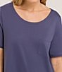 Color:Nightshade - Image 4 - Deluxe Short Sleeve Round Neck Cotton Nightgown