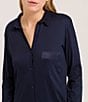 Color:Deep Navy - Image 3 - Grand Central Micro-Modal Silk Blend Button-Front Nightshirt
