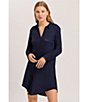 Color:Deep Navy - Image 4 - Grand Central Micro-Modal Silk Blend Button-Front Nightshirt