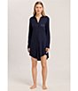 Color:Deep Navy - Image 6 - Grand Central Micro-Modal Silk Blend Button-Front Nightshirt