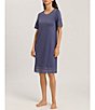 Color:Nightshade - Image 1 - Jona Short Sleeve Lace Nightgown