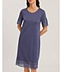 Color:Nightshade - Image 3 - Jona Short Sleeve Lace Nightgown