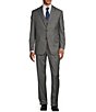 Color:Grey - Image 1 - Chicago Classic Fit Flat Front Grey Sharkskin Pattern 3-Piece Vested Suit