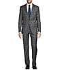 Color:Grey - Image 1 - New York Modern Fit Flat Front Plaid Pattern 2-Piece Suit