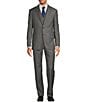 Color:Grey - Image 1 - New York Modern Fit Flat Front Sharkskin Pattern 3-Piece Vested Suit