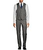 Color:Grey - Image 2 - New York Modern Fit Flat Front Sharkskin Pattern 3-Piece Vested Suit
